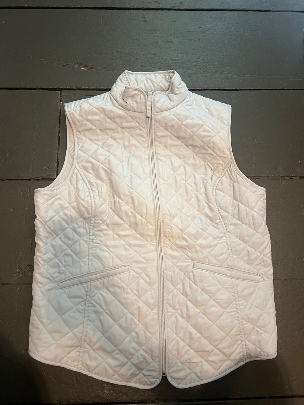 Van Heusen White Quilted Zip-Front Vest